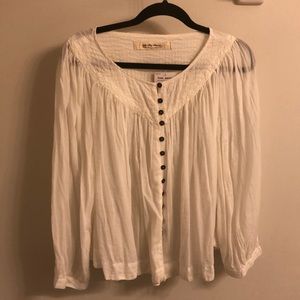 Free People White Long Sleeve Blouse